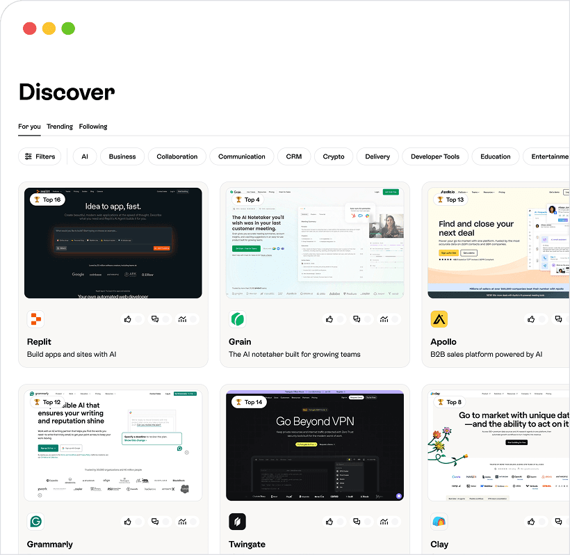 Sparkr Discover Interface